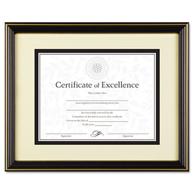 DAX MANUFACTURING INC. DAXN2709S6T Gold-Trimmed Document Frame, Wood, 11 X 14, 8 1/2 X 11, Black