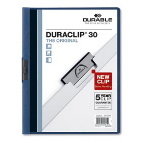 Durable DBL220307 Vinyl Duraclip Report Cover, Letter, Holds 30 Pages, Clear/dark Blue