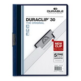 Durable DBL220328 Vinyl Duraclip Report Cover W/clip, Letter, Holds 30 Pages, Clear/navy