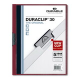 Durable DBL220331 Vinyl Duraclip Report Cover W/clip, Letter, Holds 30 Pages, Clear/maroon