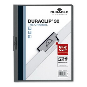 Durable DBL220357 Vinyl Duraclip Report Cover, Letter, Holds 30 Pages, Clear/graphite
