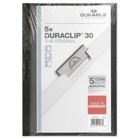Durable DBL220401 DuraClip Report Cover, Clip Fastener,  8.5 x 11, Clear/Black, 5/Pack