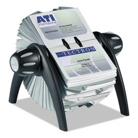 DURABLE OFFICE PRODUCTS CORP. DBL241701 VISIFIX Flip Rotary Business Card File, Holds 400 2.88 x 4.13 Cards, 8.75 x 7.13 x 8.06, Plastic, Black/Silver