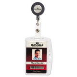 Durable DBL801219 Shell-Style Id Card Holder, Vertical/horizontal, With Reel, Clear, 10/pack