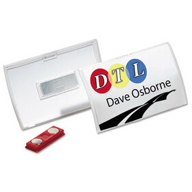 Durable DBL821519 Click-Fold Convex Name Badge Holder, Double Magnets, 3 3/4 X 2 1/4, Clear, 10/pk
