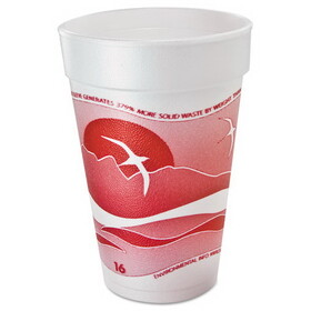 Dart DCC16J16H Horizon Hot/Cold Foam Drinking Cups, 16 oz, Printed, Cranberry/White, 25/Bag, 40 Bags/Carton