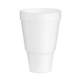 Dart DCC32AJ32 Foam Drink Cups, 32 oz, Tapered Bottom, White, 25/Bag, 20 Bags/Carton