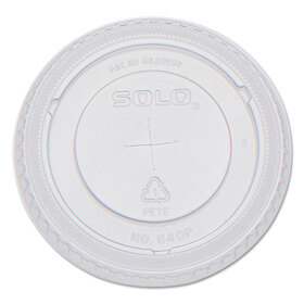 Solo Cup Company DCC640TS PETE Flat Straw-Slot Cold Cup Lids, Fits 12 oz Cups, Clear, 100/Pack, 25 Packs/Carton