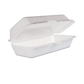 Dart DCC72HT1 Foam Hinged Lid Container, Hot Dog Container, 3.8 x 7.1 x 2.3, White,125/Bag, 4 Bags/Carton