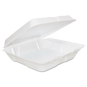 Dart DCC80HT1R Foam Hinged Lid Containers, 7.5 x 8 x 2.2, White, 200/Carton
