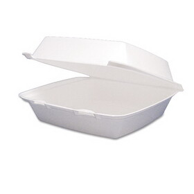Dart DCC85HT1R Foam Hinged Lid Containers, 1-Compartment, 8.38" x 7.78" x 3.25", White, 200/Carton