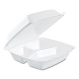 Dart DCC85HT3R Foam Container, Hinged Lid, 3-Comp, 8 3/8 X 7 7/8 X 3 1/4, 200/carton