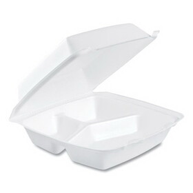 Dart DCC85HT3R Foam Hinged Lid Containers, 3-Compartment, 8.38 x 7.78 x 3.25, 200/Carton