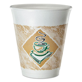 Dart DCC8X8GPK Cafe G Foam Hot/cold Cups, 8 Oz, Brown/green/white, 25/pack