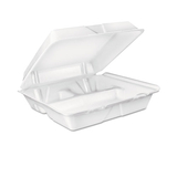 Dart DCC90HT3R Large Foam Carryout, Food Container, 3-Compartment, White, 9-2/5x9x3