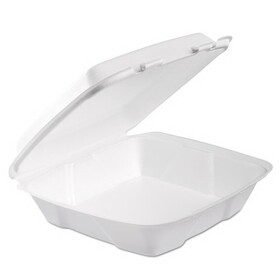 Dart DCC90HTPF1R Foam Hinged Lid Container, Performer Perforated Lid, 9 x 9.4 x 3, White, 100/Bag, 2 Bag/Carton