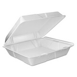 Dart DCC90HTPF1VR Foam Hinged Lid Container, Vented Lid, 9 x 9.4 x 3, White, 100/Pack, 2 Packs/Carton