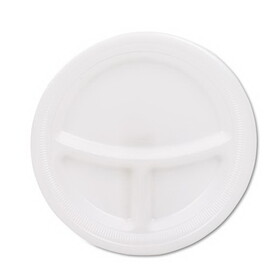 Solo Cup Company DCC9CPWQRPK Mediumweight Foam Plates, 3-Compartment, 9" dia, White, 125/Pack
