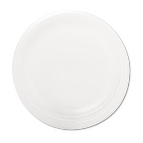 Dart DCC9PWQRPK Quiet Classic Laminated Foam Dinnerware Plate, 9" Dia, White, 125/pack