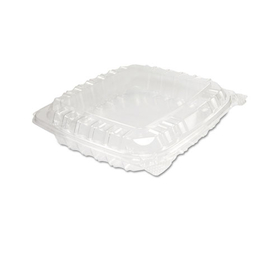 Dart DCCC89PST1 ClearSeal Hinged-Lid Plastic Containers, 8.31 x 8.31 x 2, Clear, Plastic, 125/Bag, 2 Bags/Carton