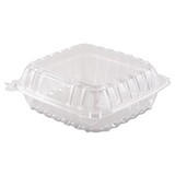 Dart DCCC90PST1 Clearseal Hinged-Lid Plastic Containers, 8 3/10 X 8 3/10 X 3, Clear, 250/carton