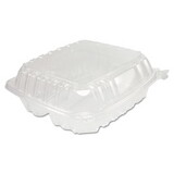 Dart DCCC90PST3 ClearSeal Hinged-Lid Plastic Containers, 8.25 x 8.25 x 3, Clear, Plastic, 125/Pack, 2 Packs/Carton