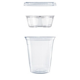 Dart DCCPF35C1CP Clear PET Cups with Single Compartment Insert, 12 oz, Clear, 500/Carton