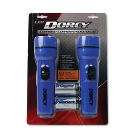 Dorcy 412594 LED Flashlight Pack, 1 D Battery (Included), Blue, 2/Pack