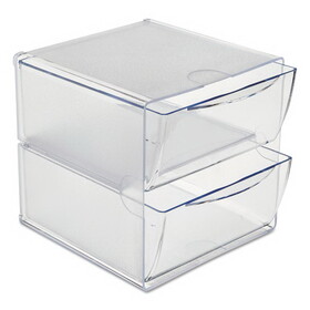 Deflecto DEF350101 Stackable Cube Organizer, 2 Compartments, 2 Drawers, Plastic, 6 x 7.2 x 6, Clear