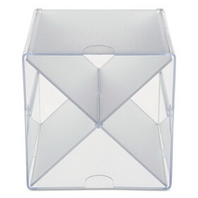 Deflect-O DEF350201 Desk Cube With X Dividers, Clear Plastic, 6 X 6 X 6