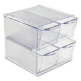 Deflect-O DEF350301 Desk Cube, With Four Drawers, Clear Plastic, 6 X 7-1/8 X 6