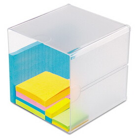 Deflecto DEF350401 Stackable Cube Organizer, 1 Compartment, 6 x 6 x 6, Plastic, Clear