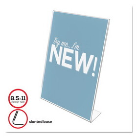 DEFLECTO CORPORATION DEF69701 Classic Image Slanted Sign Holder, Portrait, 8.5 x 11 Insert, Clear