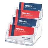 Deflect-O DEF70841 Four-Pocket Countertop Business Card Holder, Holds 200 2 X 3 1/2 Cards, Clear