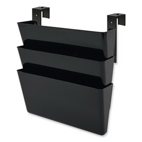 Deflecto DEF73504 DocuPocket Stackable Three-Pocket Partition Wall File, 3 Sections, Letter Size, 13" x 4", Black