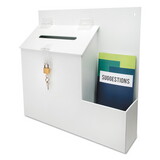 DEFLECTO CORPORATION DEF79803 Plastic Suggestion Box With Locking Top, 13 3/4 X 3 5/8 X 13 15/16, White