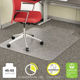 DEFLECTO CORPORATION DEFCM11232 Economat Occasional Use Chair Mat For Low Pile, 45 X 53 W/lip, Clear