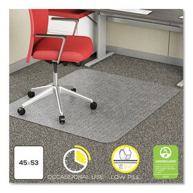 Deflecto DEFCM11242COM EconoMat Occasional Use Chair Mat for Low Pile Carpet, 45 x 53, Rectangular, Clear