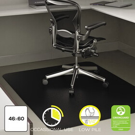 Deflecto DEFCM11442FBLK EconoMat Occasional Use Chair Mat for Low Pile Carpet, 46 x 60, Rectangular, Black