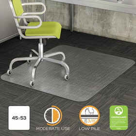 Deflecto DEFCM13142 DuraMat Moderate Use Chair Mat for Low Pile Carpet, 36 x 48, Rectangular, Clear