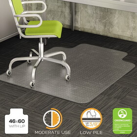 DEFLECTO CORPORATION DEFCM13433F Duramat Moderate Use Chair Mat For Low Pile Carpet, Beveled, 46x60 W/lip, Clear