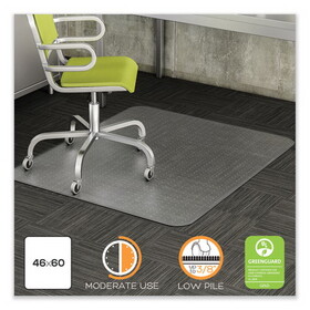 Deflecto DEFCM13443FCOM DuraMat Moderate Use Chair Mat, Low Pile Carpet, Roll, 46 x 60, Rectangle, Clear