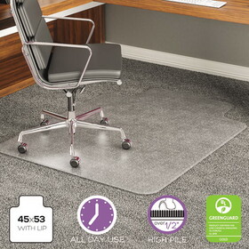 DEFLECTO CORPORATION DEFCM17233 Execumat Intense All Day Use Chair Mat For High Pile Carpet, 45x53 W/lip, Clear