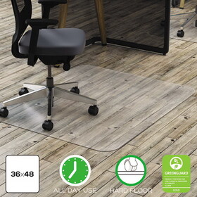 Deflecto DEFCM21142PC All Day Use Chair Mat - Hard Floors, 36 x 48, Rectangular, Clear