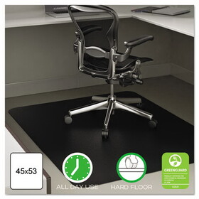 Deflecto DEFCM21242BLK EconoMat All Day Use Chair Mat for Hard Floors, Flat Packed, 45 x 53, Black