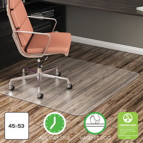 Deflecto DEFCM21242COM EconoMat All Day Use Chair Mat for Hard Floors, Rolled Packed, 45 x 53, Clear
