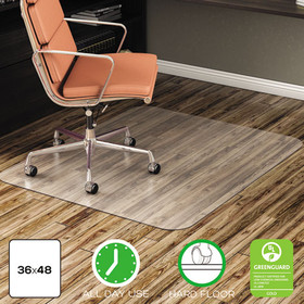 deflecto DEFCM2E142 EconoMat All Day Use Chair Mat for Hard Floors, 36 x 48, Rectangular, Clear