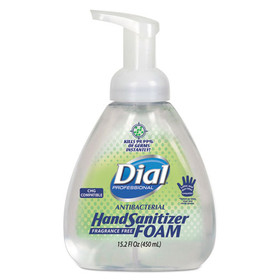 Dial Professional DIA06040 Antibacterial Foam Hand Sanitizer, 15.2 oz Pump Bottle, Fragrance-Free, 4/Carton