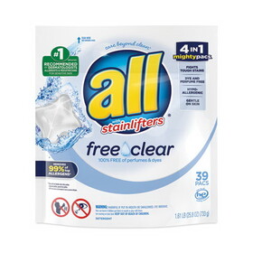 all 73978EA Mighty Pacs Free and Clear Super Concentrated Laundry Detergent, 39/Pack