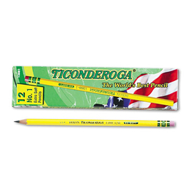 Ticonderoga DIX13881 Pencils, B (#1), Black Lead, Yellow Barrel, Dozen